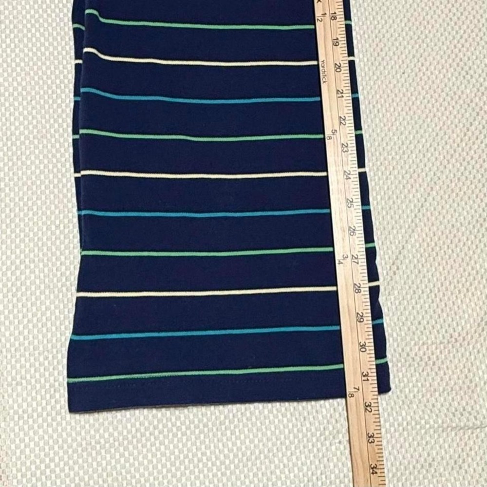 Chaps Polo Shirt Mens Large Navy Blue Striped Short Sleeve Cotton Pique Logo - Picture 4 of 8